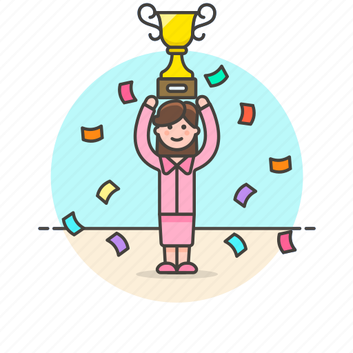 Celebration, reward, teamwork, prize, trophy, winner, woman icon - Download on Iconfinder