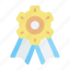 achievement, award, badge, gear, like 