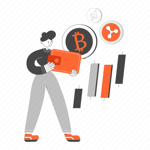 Crypto, coin, digital, trader, trading, crypto-trader, finance illustration - Download on Iconfinder