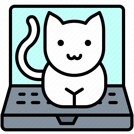 Cat, computer, laptop, pet, telecommuting, work from home icon - Download on Iconfinder