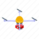 drone, delivers, first, aid, kit, isometric