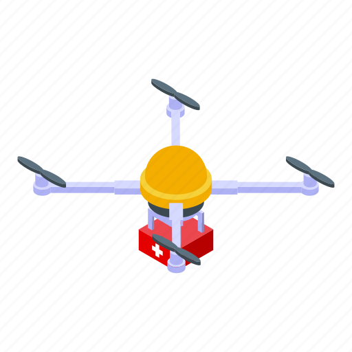 Drone, delivers, first, aid, kit, isometric icon - Download on Iconfinder