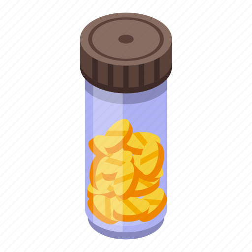 Glass, jar, yellow, pills, isometric icon - Download on Iconfinder