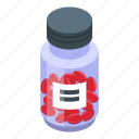 jar, red, capsules, isometric