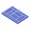 tenniscourt, isometric, blue, tennisfield, sportconcept