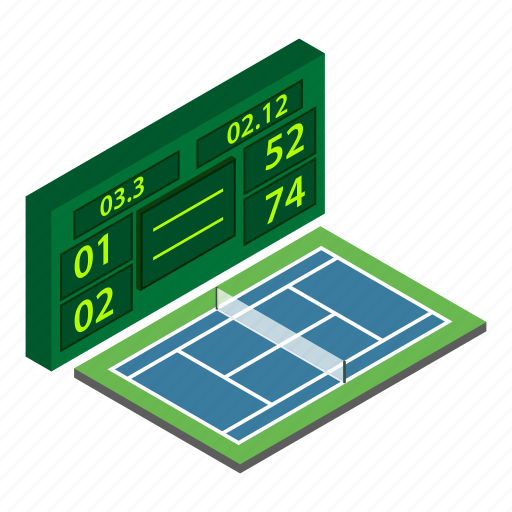 Tennistournament, isometric, blue, tenniscourt, digital icon - Download on Iconfinder