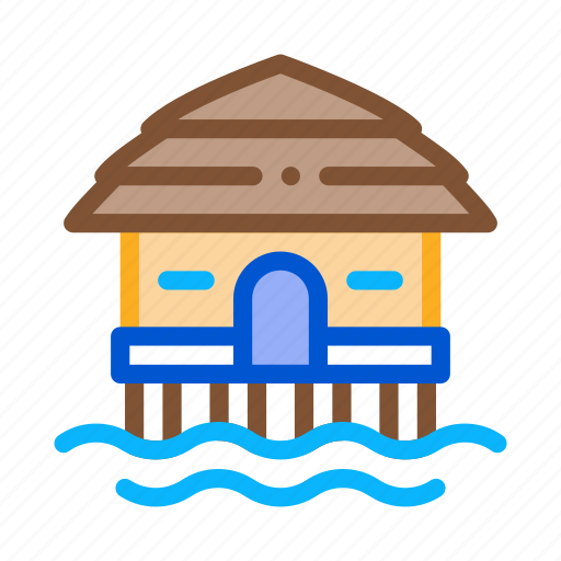 Beach, building, bungalow, house, seaside, water, wooden icon - Download on Iconfinder