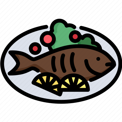 Food, fish, meal, seafood, grilled, salmon, roasted icon - Download on Iconfinder