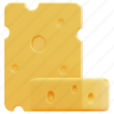 cheese, cheeses, milk, milky, piece, food, healthy, 3d 