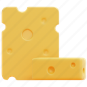 cheese, cheeses, milk, milky, piece, healthy, food, 3d 