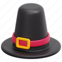 hat, pilgrim, thanksgiving, accessory, costume, cultures, masculine, 3d 
