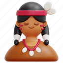native, american, avatar, traditional, culture, woman, user, profile, 3d 