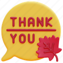 thank, you, thanksgiving, speech, bubble, communications, autumn, maple, leaf, 3d 