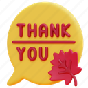 thank, you, thanksgiving, speech, bubble, communications, autumn, maple, leaf, 3d 