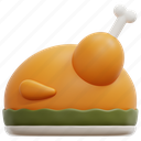 turkey, thanksgiving, leg, food, meal, roast, chicken, 3d 
