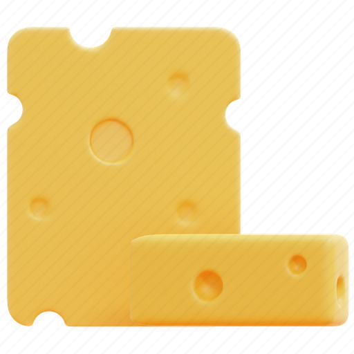 Cheese, cheeses, milk, milky, piece, healthy, food 3D illustration - Download on Iconfinder