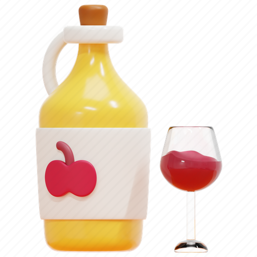 Cider, alcohol, food, alcoholic, drink, apple, fruit 3D illustration - Download on Iconfinder