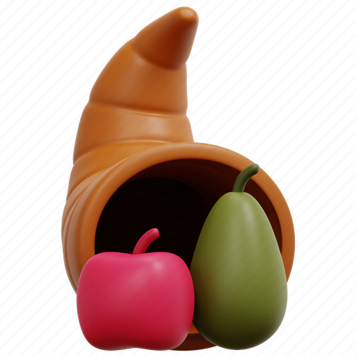 Cornucopia, thanksgiving, abundance, horn, fruits, holidays, cultures 3D illustration - Download on Iconfinder