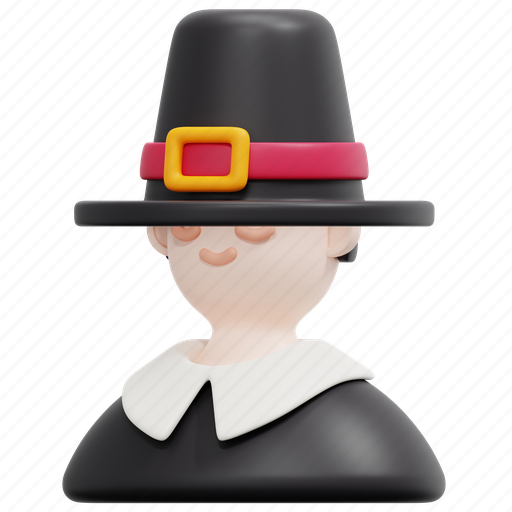 Pilgrim, thanksgiving, avatar, man, costume, hat, cultures 3D illustration - Download on Iconfinder