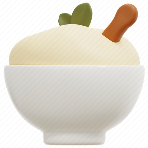 Porridge, bowl, spoon, food, healthy, meal, breakfast 3D illustration - Download on Iconfinder