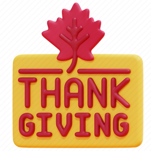 Thanksgiving, autumn, label, holiday, maple, leaf, banner 3D illustration - Download on Iconfinder