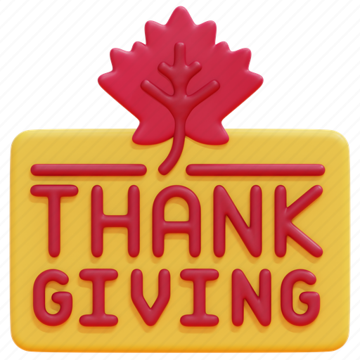 Thanksgiving, autumn, label, holiday, maple, leaf, sign 3D illustration - Download on Iconfinder
