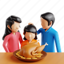 family, gathering, family gathering, celebration, thanksgiving, 3d icon, 3d illustration, 3d render 