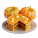 pumpkin, pie, pumpkin pie, feast, thanksgiving, 3d icon, 3d illustration, 3d render 