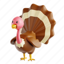 turkey, bird, turkey bird, dinner, thanksgiving, 3d icon, 3d illustration, 3d render 