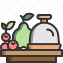 cloche, cover, conveyor, lid, fruit, food, pear