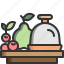 cloche, cover, conveyor, lid, fruit, food, pear 