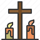 cross, crucifix, rood, candle, christ, church, god