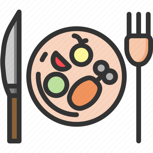 Dinner, food, plate, turkey, fork, knife, feast icon - Download on Iconfinder