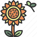 sunflower, flower, bee, blossom, herb, bloom, pollen