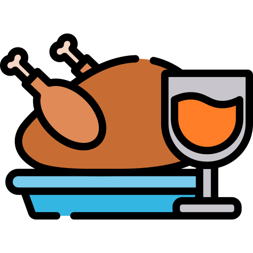 Thanksgiving, mix, turkey, chicken, drinks, wine, wine glass icon - Free download