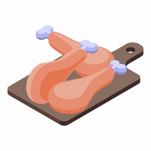 Fried, chicken, legs, isometric icon - Download on Iconfinder