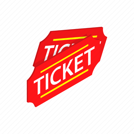 Admission, cinema, entry, isometric, red, theater, ticket icon - Download on Iconfinder