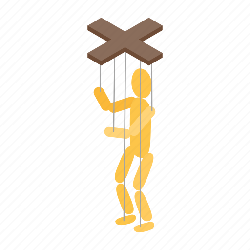 Doll, isometric, marionette, puppet, string, toy, wooden icon - Download on Iconfinder