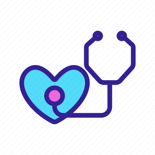 Contour, heart, medical, stethoscope, therapeutic icon - Download on Iconfinder