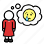 emoji, emotion, sad, tears, thought, unhappy, woman 