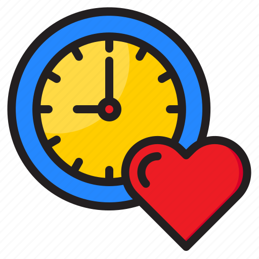 Clock, watch, time, timer, heart icon - Download on Iconfinder