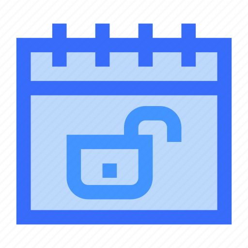 Unlock, calendar, schedule, time and date icon - Download on Iconfinder