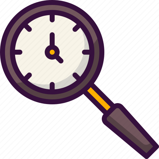 Magnifying, glass, time, date, loupe, clock icon - Download on Iconfinder