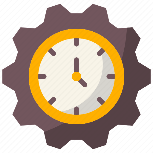 Clock, gears, time, and, date, management, wall icon - Download on Iconfinder