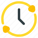 clock, round, arrow, service