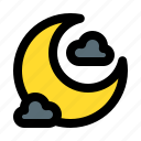 night, moon, crescent, cloud, sky