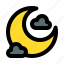 night, moon, crescent, cloud, sky 