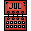 july, calendar, month, time