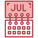 july, calendar, month, time