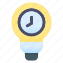 bulb, idea, time, clock, watch, light, timer